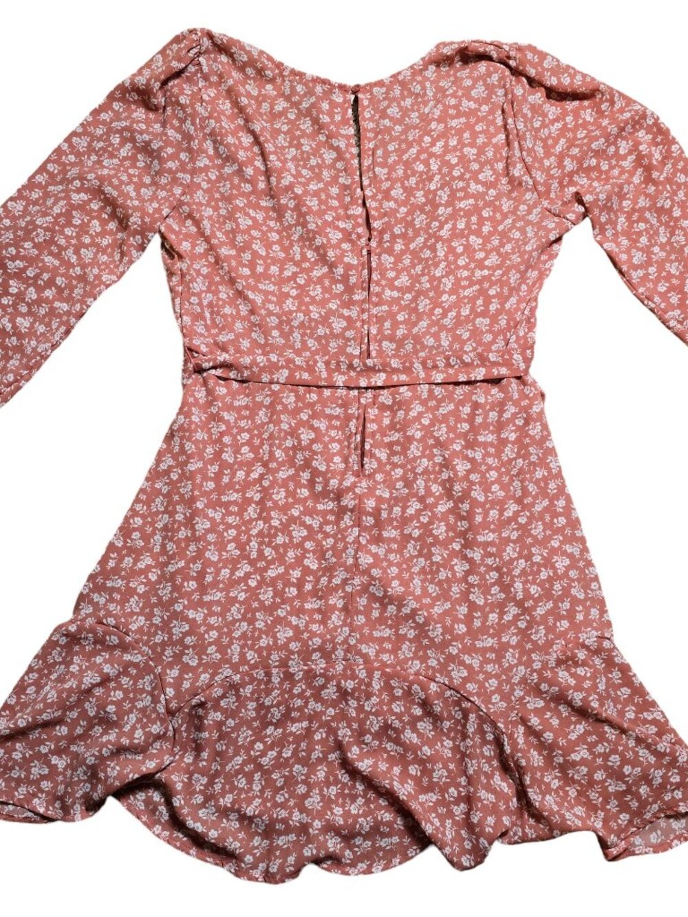 Trixxi Light Pink Ditsy Floral Long Puff Sleeve Dress XL NWT - Picture 2 of 6